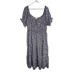 Indigo Rose Midi Floral Milkmaid Boho Dress Sz XL